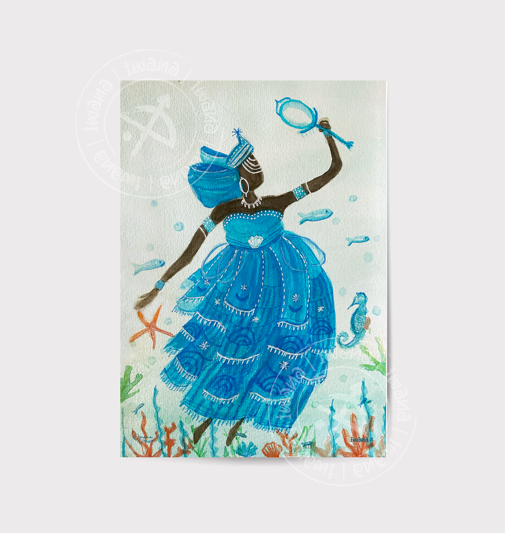 Print Yemanja em Aquarela A5